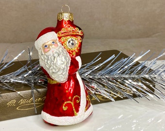 Ded Moroz Ukrainian mercury glass Christmas ornaments, vintage red Santa Claus Russian ornaments, Ukraine Christmas gift