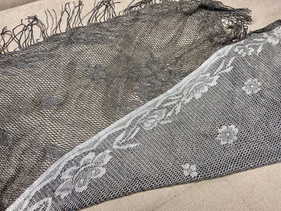 Vintage silver lurex lace flamenco cover up, brid… - image 4
