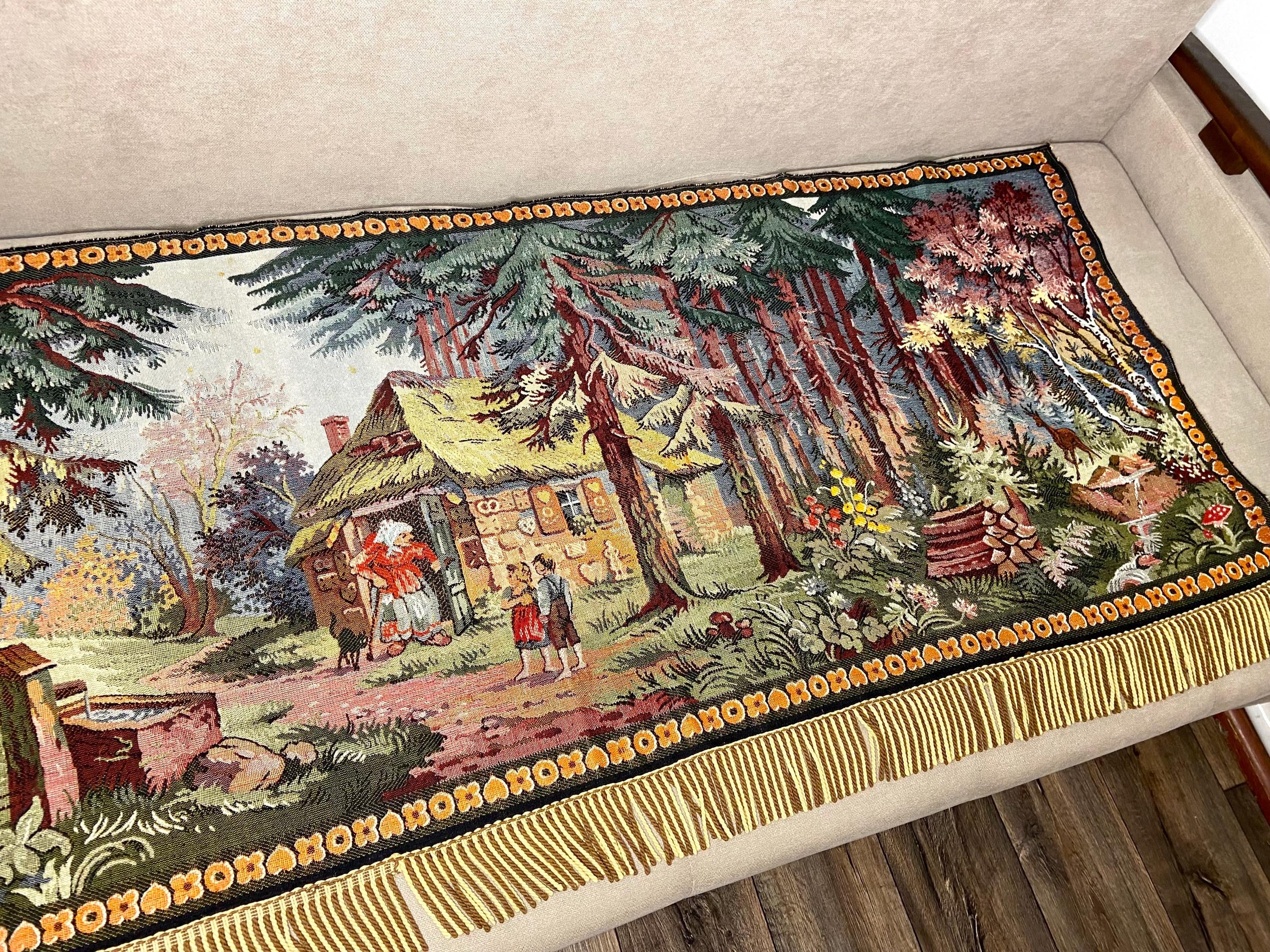 vintage tapestry 街 1980s Vintage Vivian Flasch Large Tapestry Wall Hanging 