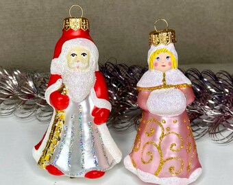 Snow Maiden Glass Ornament, Ukrainian New Year Mercury Glass