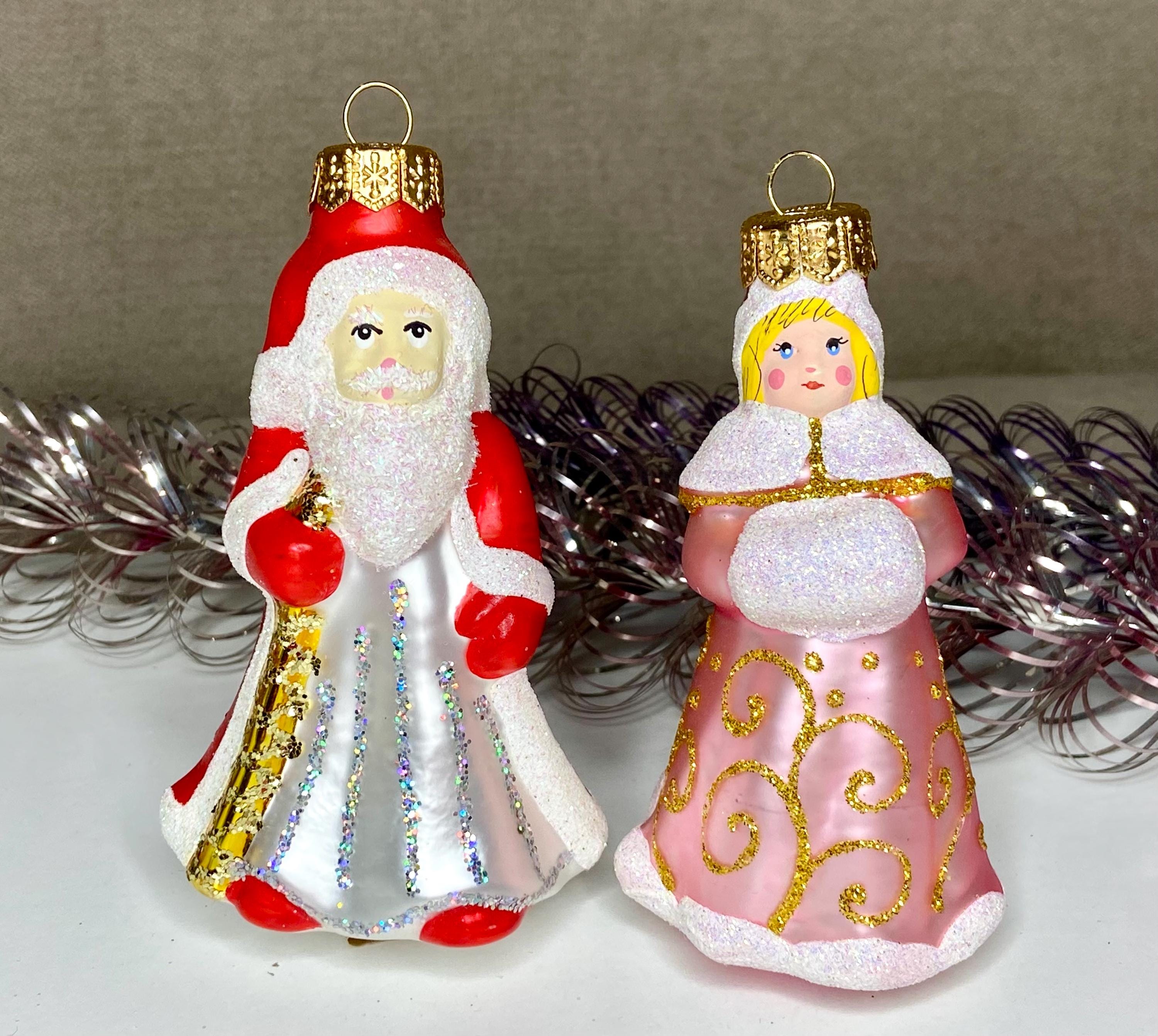 Snow Maiden Glass Ornament, Ukrainian New Year Mercury Glass