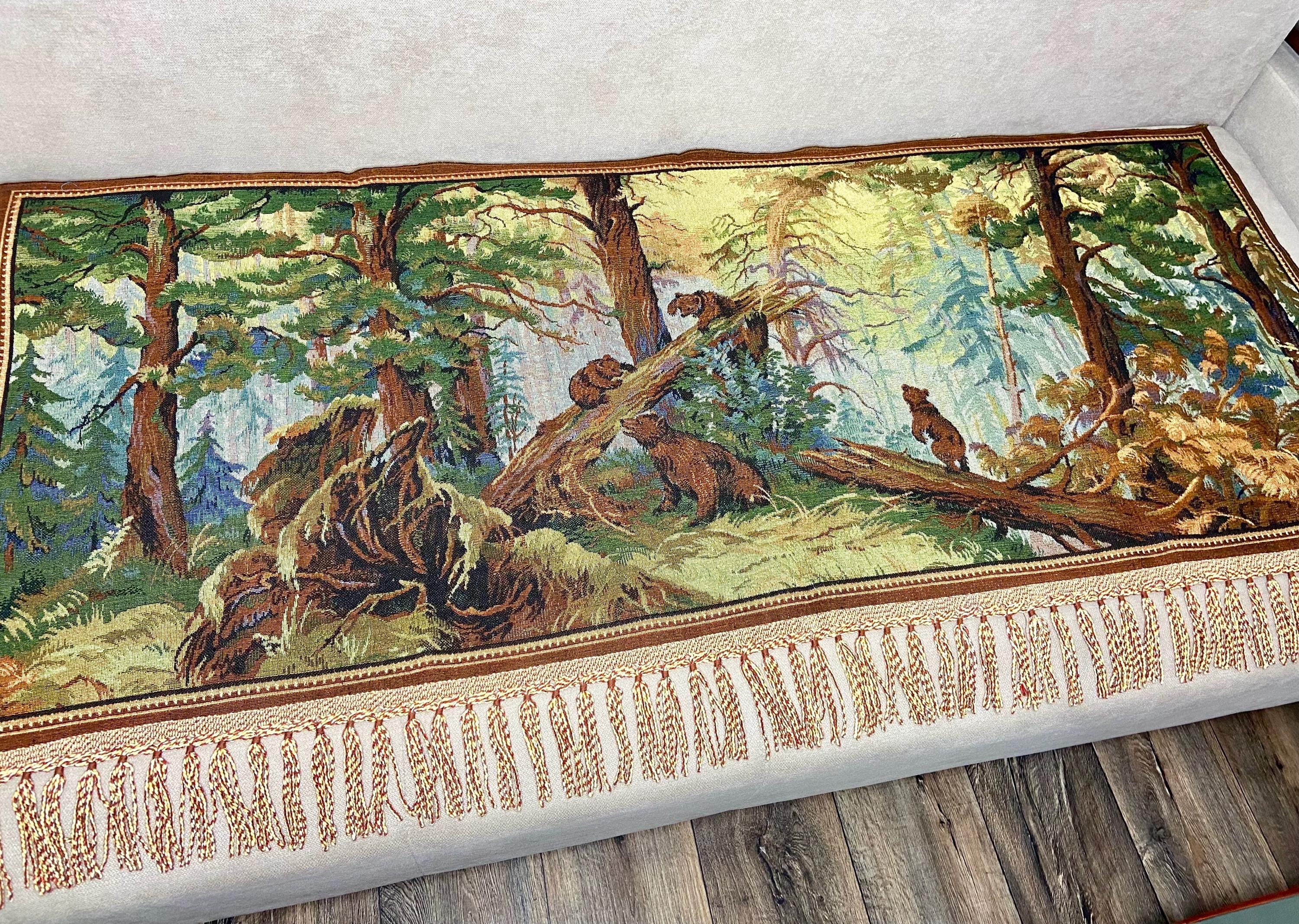 NEW Soviet Rare Forest Cotton Rug, Fairy Tale Three Bears Tapestry