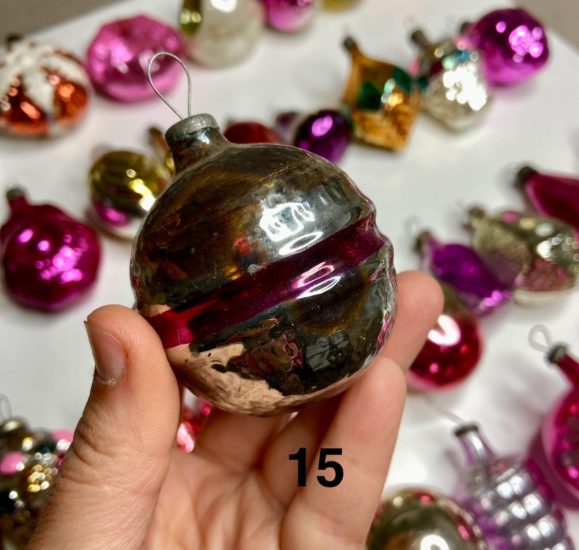 Vintage Mercury Pink Glass Christmas Ornaments, USSR Ukraine Decor
