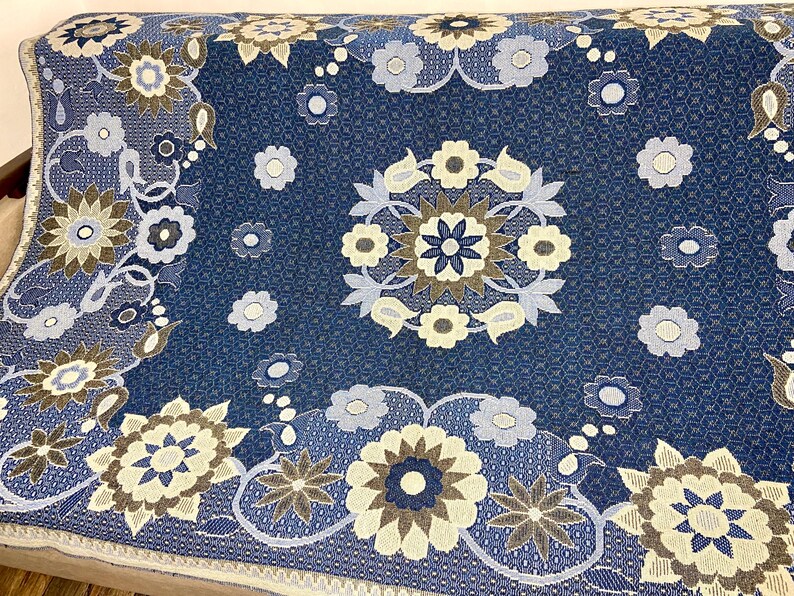Vintage Ukrainian Wool Blanket, Folk Soviet Tapestry, Boho Slavic