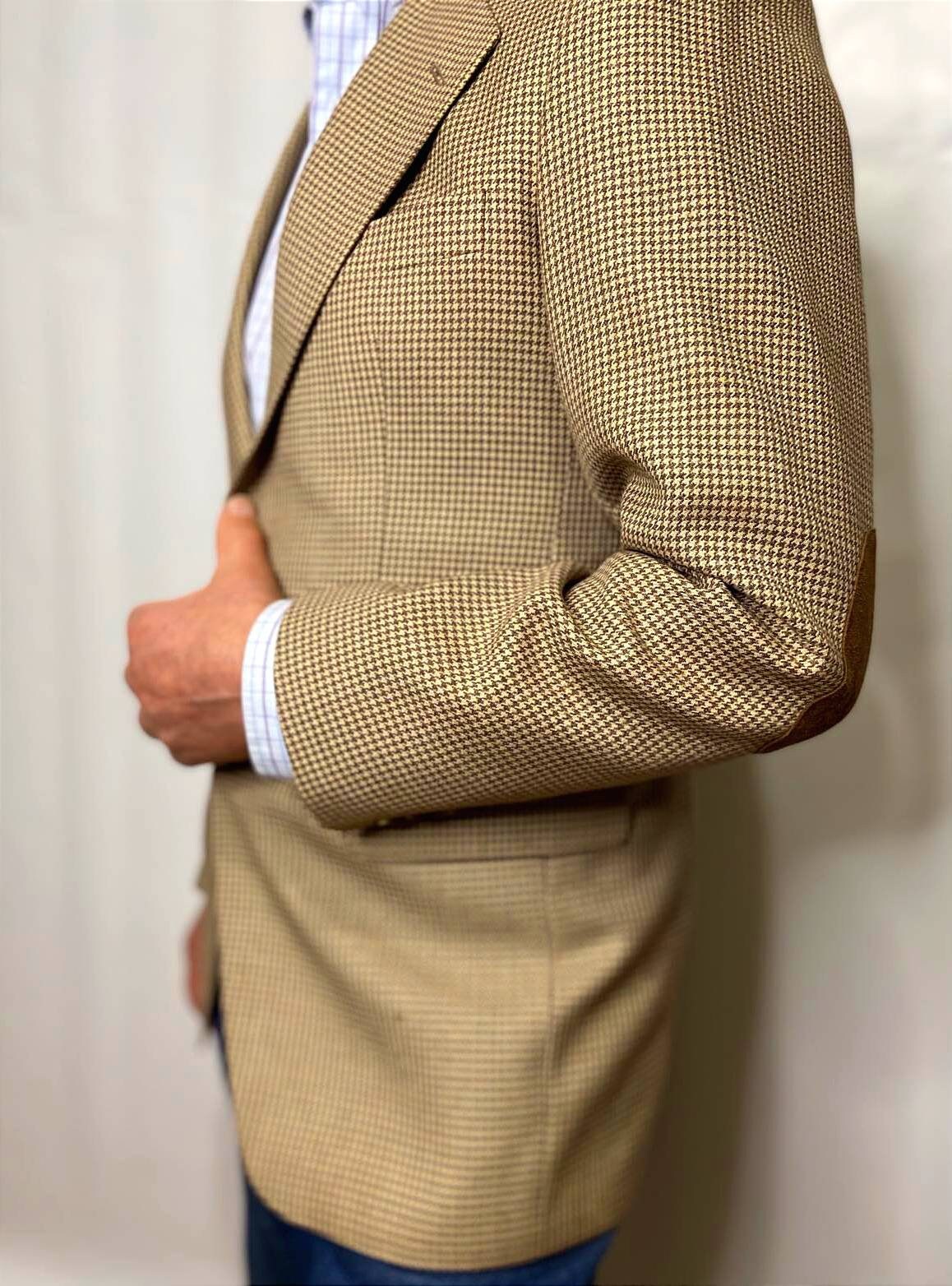 70s Vintage Men's German Tweed Blazer, Houndstooth Casual