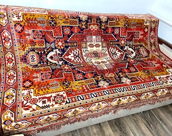 Tappeto Kilim rosso vintage, arazzo tedesco, arredamento boho