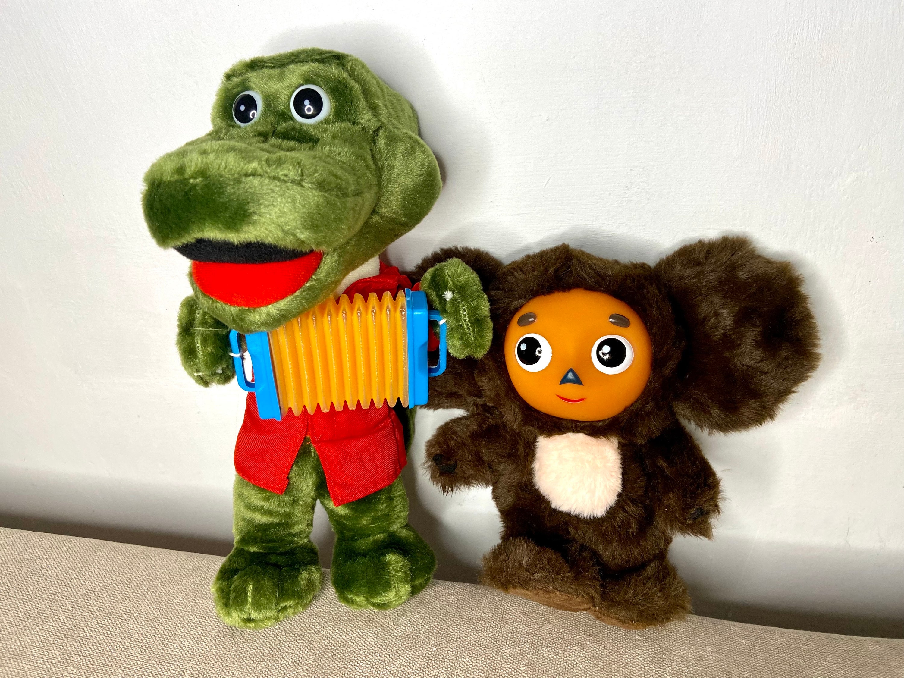 Musical Crocodile Gena Doll and Cheburashka, Russian Vintage