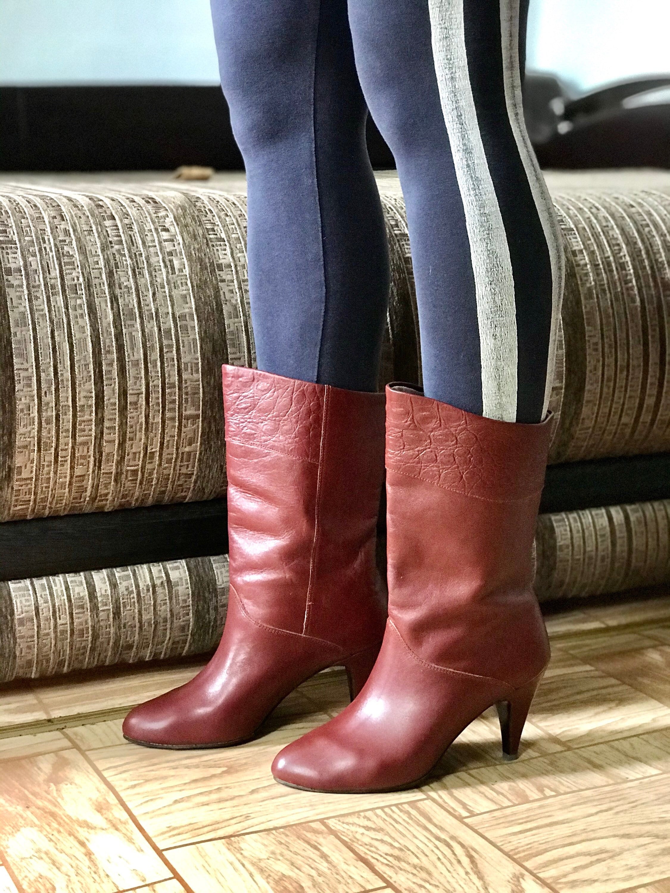 Bottines Vintage En Cuir Cognac - Taille 39 - Style Bohème Slouch - Occasion