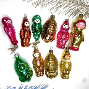 Spaceman Soviet vintage Mercury space Christmas ornament, 60s Astronaut russian tree decor, rocket glass shiny bright decorations