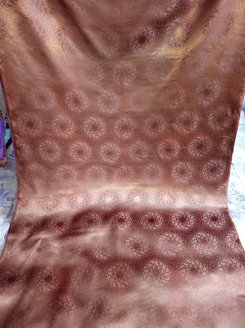 Satin fabric with abstraction  Bronze Athas Fabric for sewing dresses  Iridescent fabric