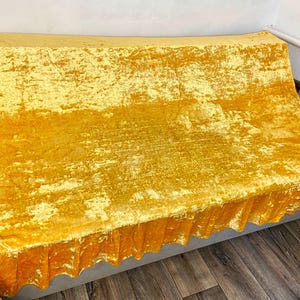 Soviet plush fabric, yellow velvet bedspread, vintage velour blanket, Ukrainian corduroy fabric, retro eastern european spread
