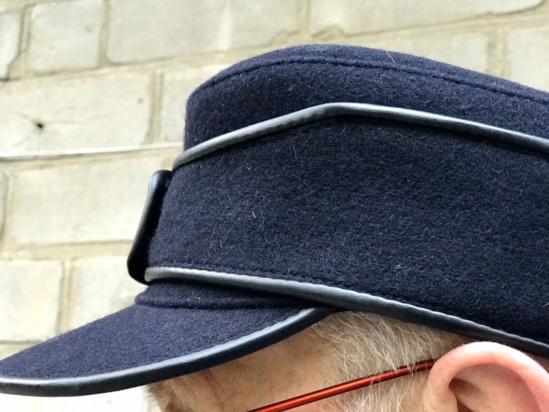 Wool & Leather German Military Army Hat Cap Black Cadet Cap Etsy