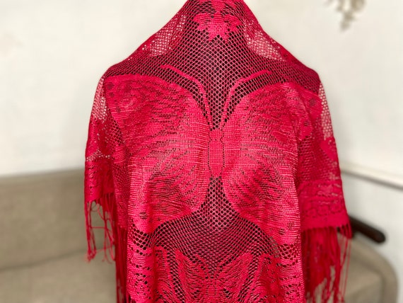 Lace red Flamenco fringed Cover Up, Wedding summe… - image 7