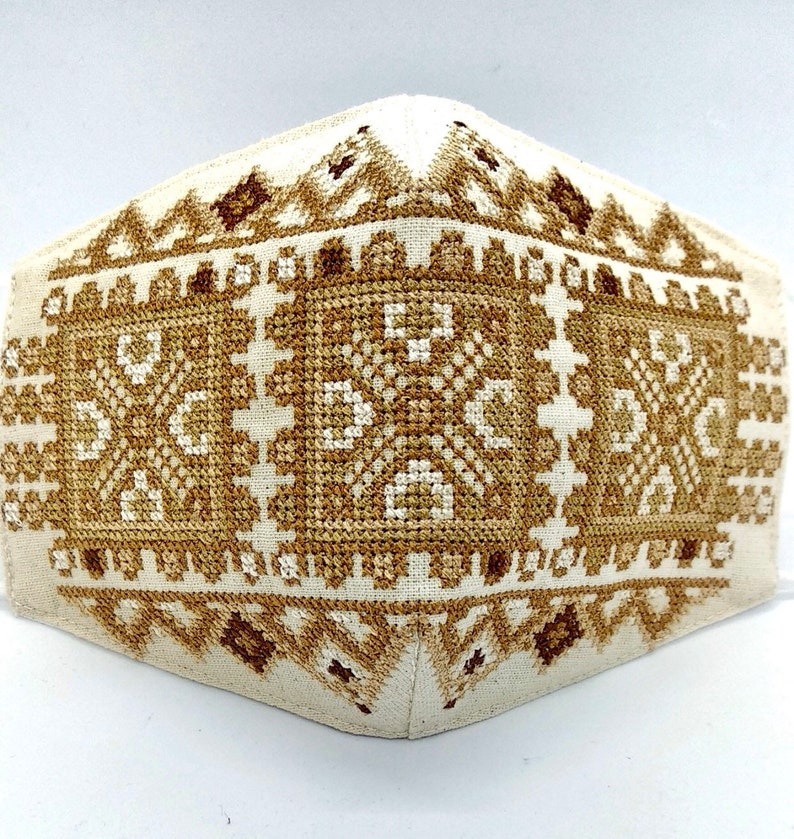 Ukrainian face mask embroidery 2 layers cotton folk designer Etsy