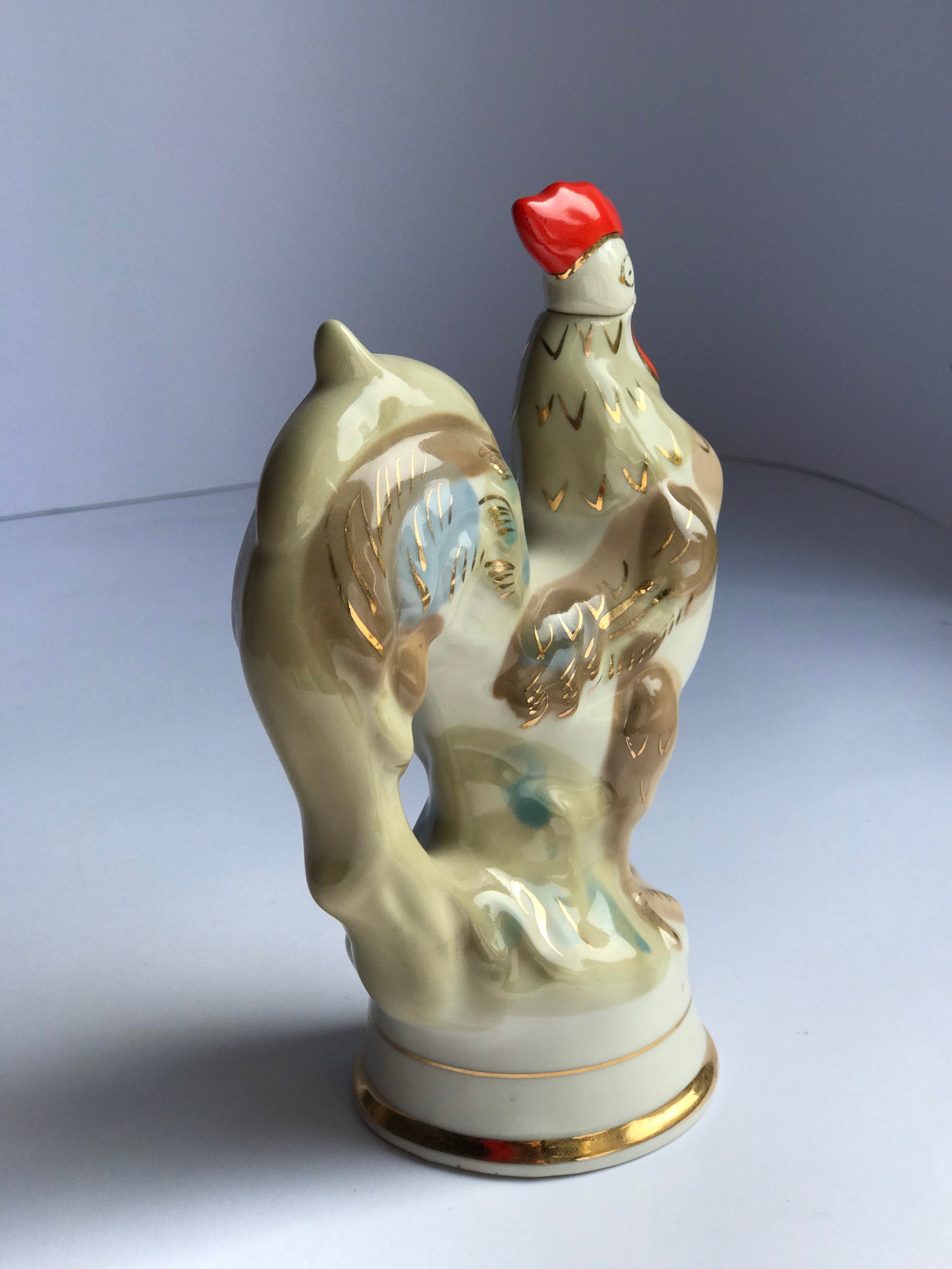 Ukrainian Vintage Porcelain Statuette Rooster Rare Soviet Etsy