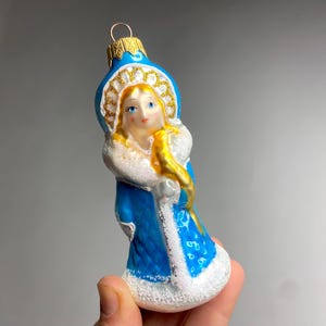 Snegurochka Ukrainian glass ornament, russian Santa Claus, Snow Maiden mercury glass ornaments, Ded Moroz glass Ukraine Christmas gift