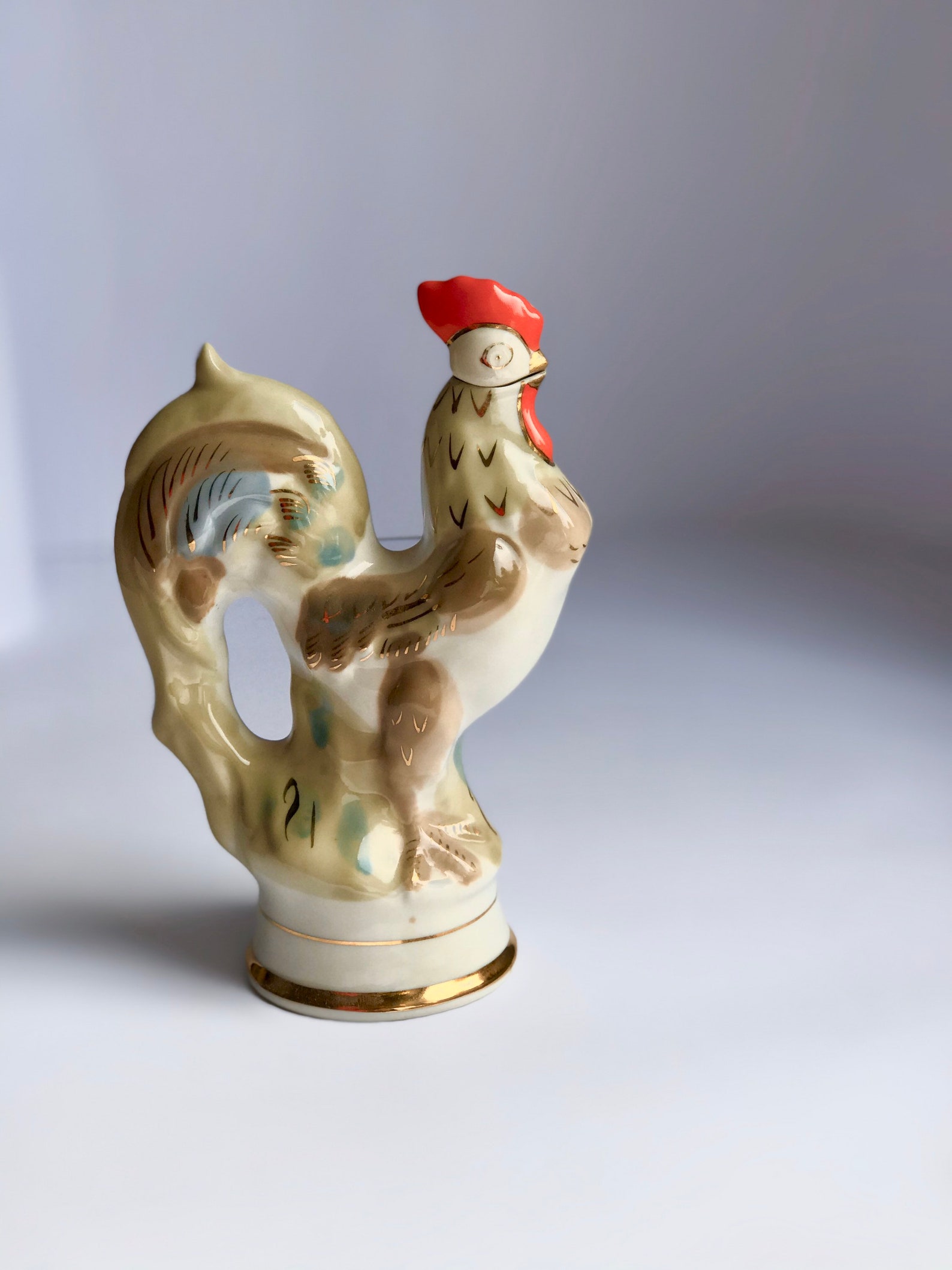 Ukrainian vintage porcelain statuette rooster Rare Soviet Etsy
