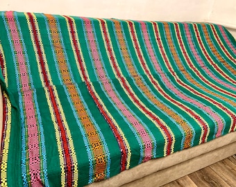 Ukrainian Vintage Folk green cotton tapestry, tribal tapestry table cover sofa, rustic style bedspread, Ukrainian textiles, Ukrainian store