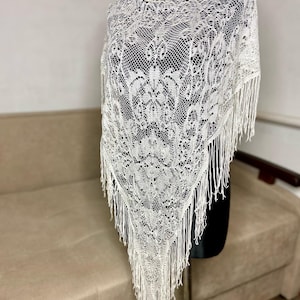 Coprispalle da sposa in stile flamenco con frange lunghe, scialle estivo da sposa, scialle triangolare gitano, sciarpa da festival boho, bandana da sera