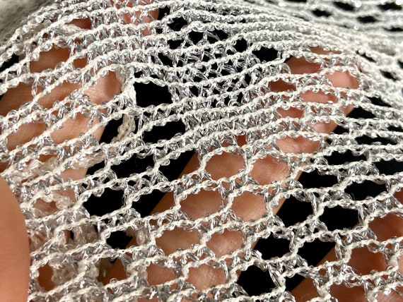 Vintage silver lurex lace flamenco cover up, brid… - image 10