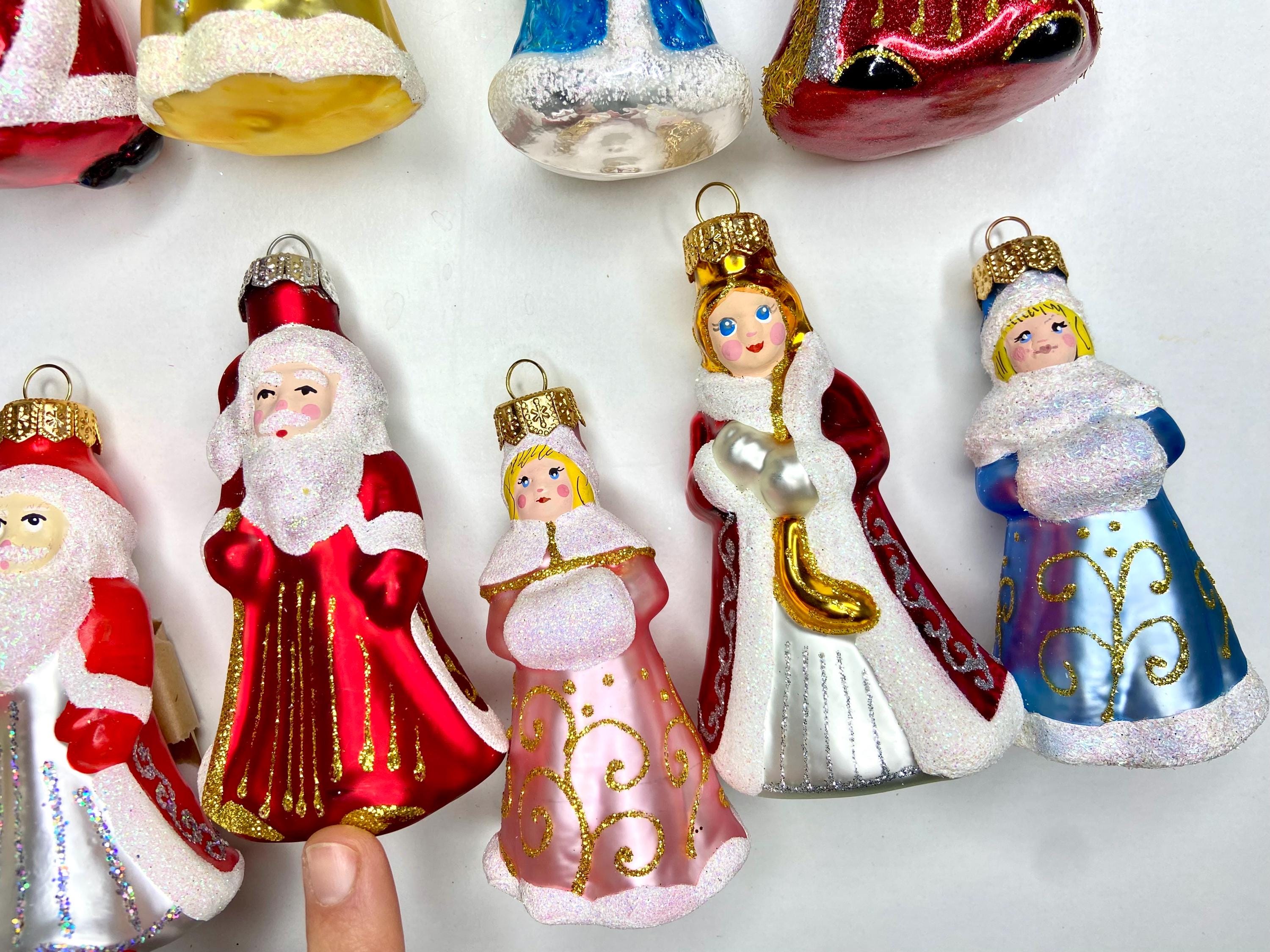 【チョコメルさま】old ornament ୨୧ * 雪国の女の子 オーナメント Snow Maiden Glass Ornament, Ukrainian New Year Mercury Glass