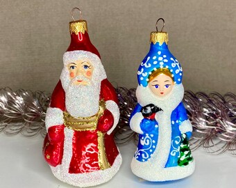 Snow Maiden Glass Ornament, Ukrainian New Year Mercury Glass