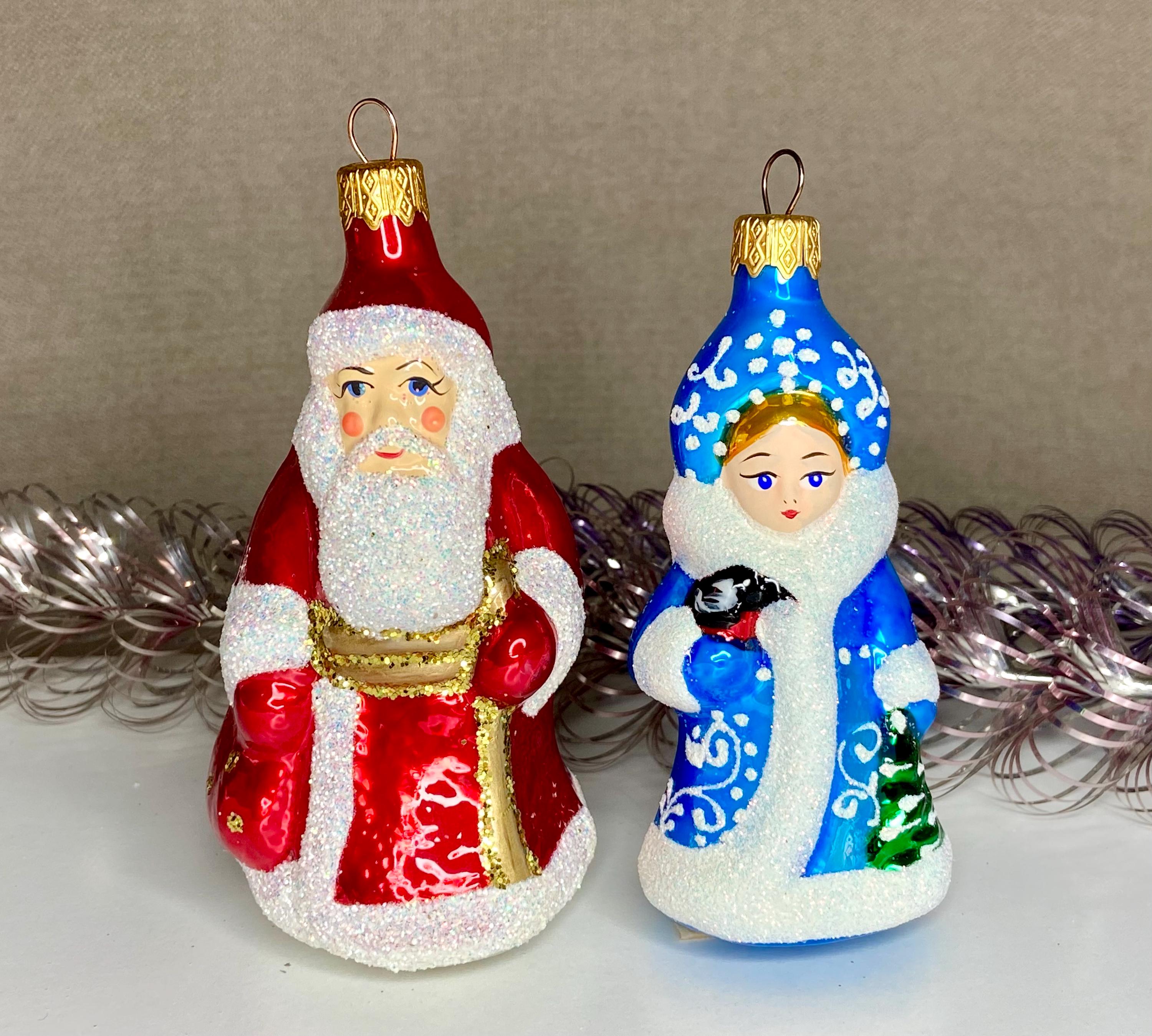 Snow Maiden Glass Ornament, Ukrainian New Year Mercury Glass