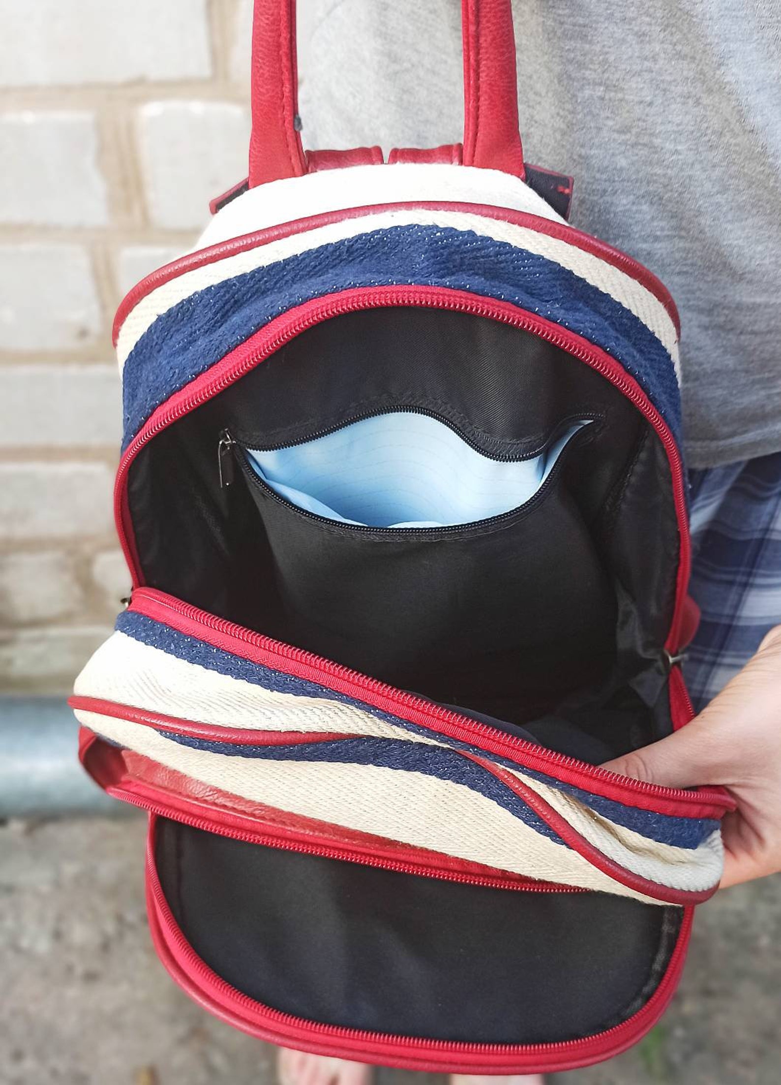 Vintage 80s backpack fabric backpack vintage sea style Etsy