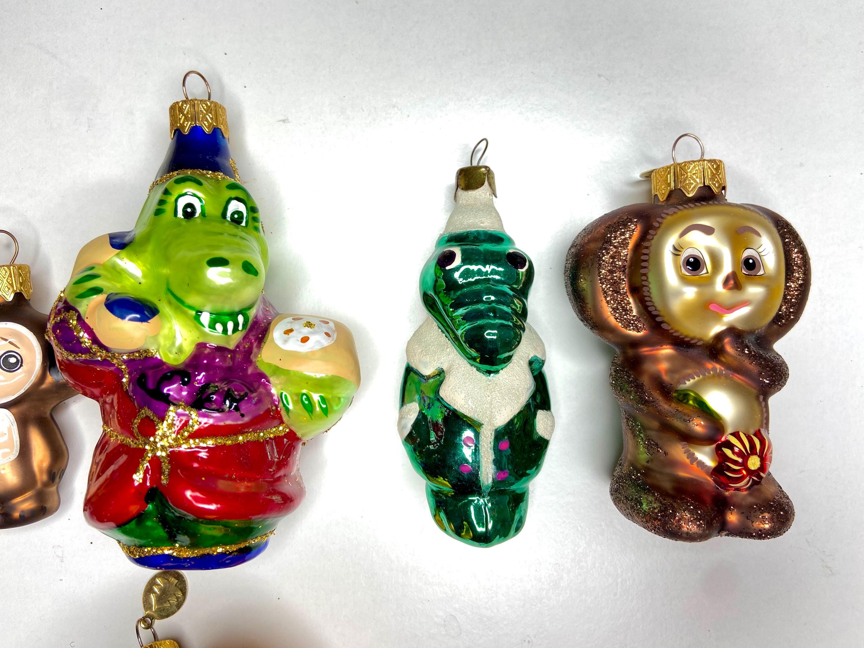 Gena Crocodile and Cheburashka, Ukrainian Glass Christmas Tree