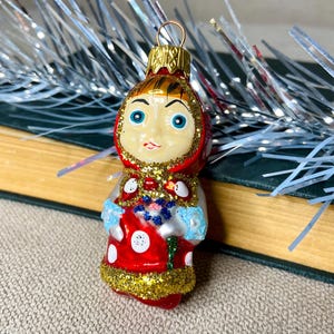 Masha - Ukrainian glass ornament for Christmas tree, girl hand-painted ornament hand blown decor, Ukraine New Year&#39;s decorations