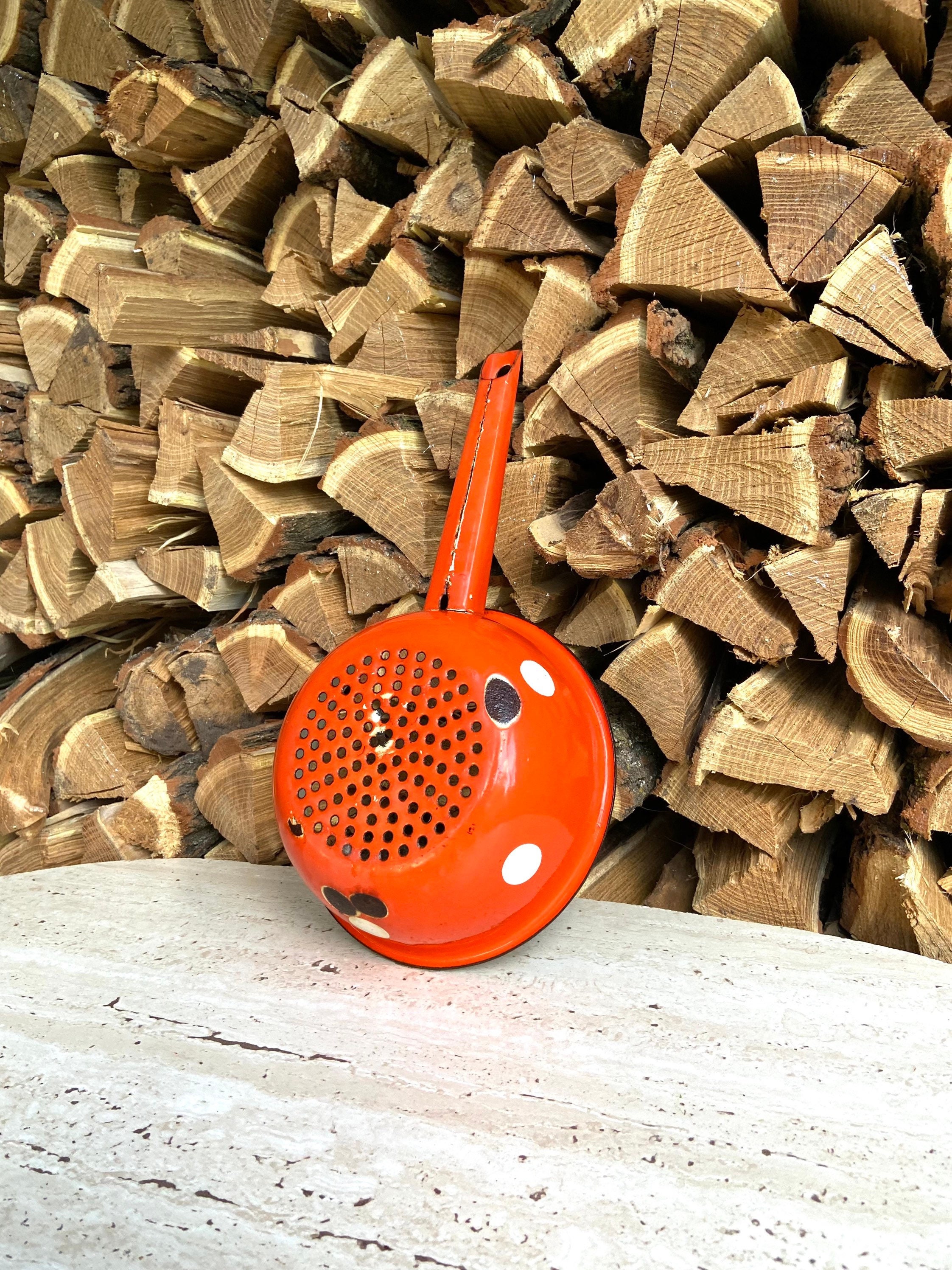 ソビエト食器　エナメル　ホーロー　ミルクキャニスター　オレンジ水玉 ソビエトのホーロー製品 - Etsy 日本