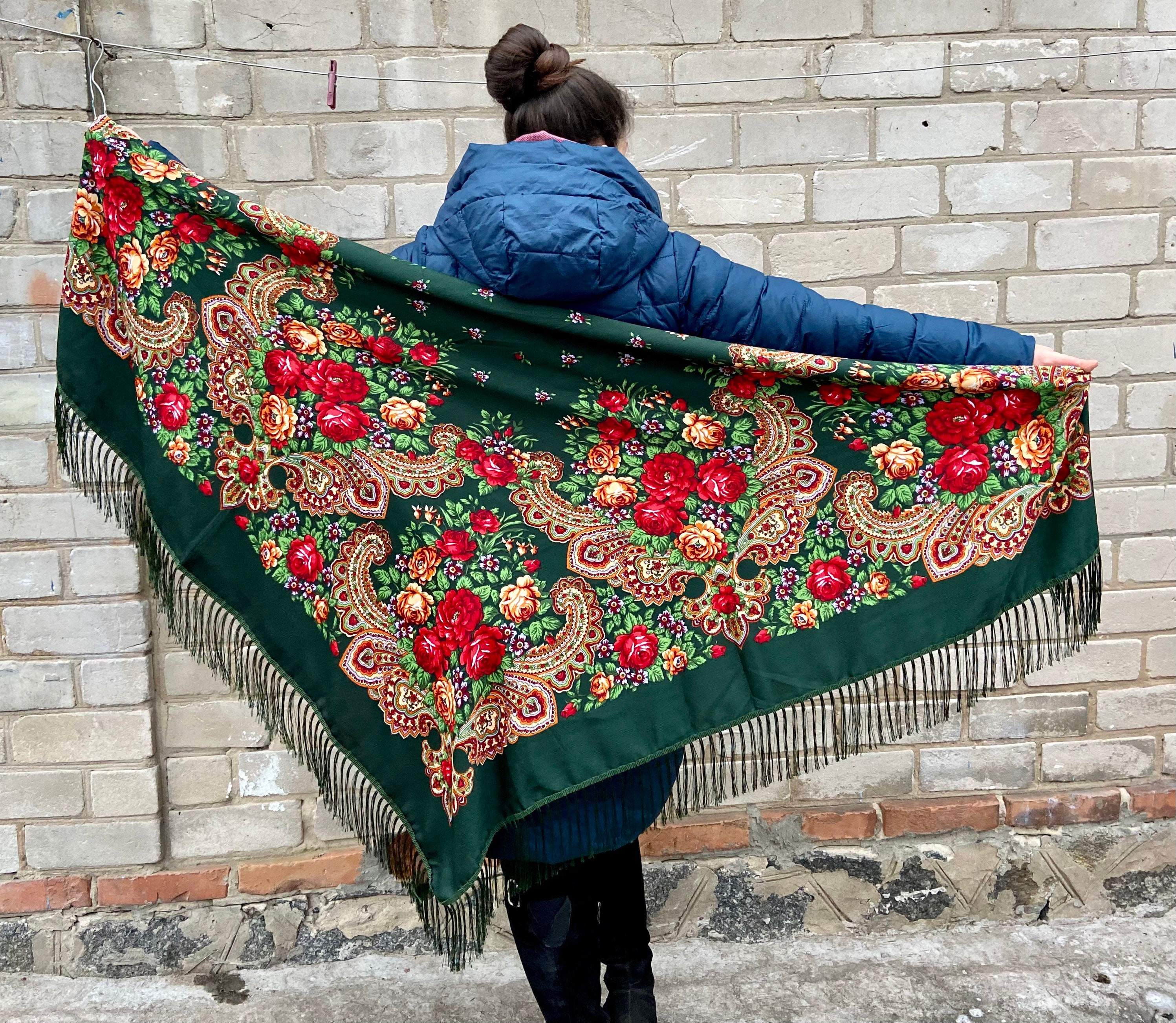 Antique (vintage) Russian Shawl. 2nd Half of 19th Century. With a Stamp (!) of Manufacture. Collectible - Israel