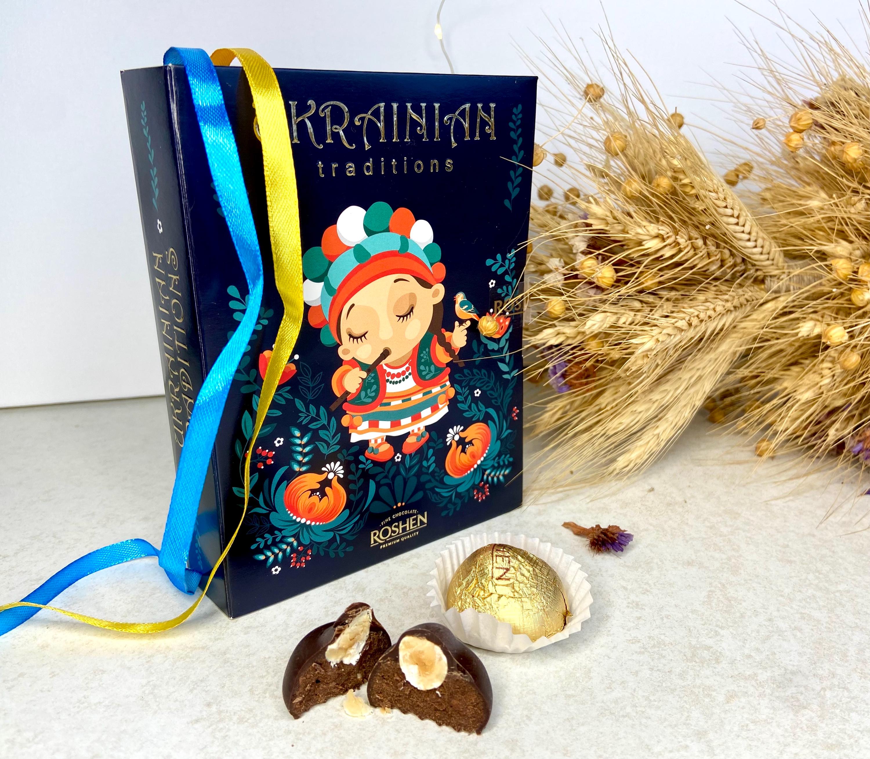 Ukrainian Chocolate Gift Box, Roshen Hazelnut Candy Assortment Set