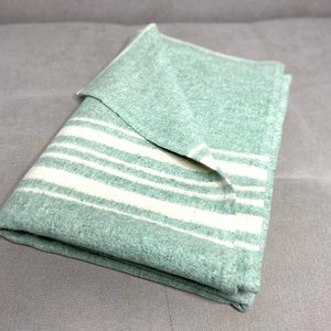 Ukrainian vintage Flannel plaid cotton blanket, USSR lightweight fall summer bedding, grayish green sofa cover Ukraine gift