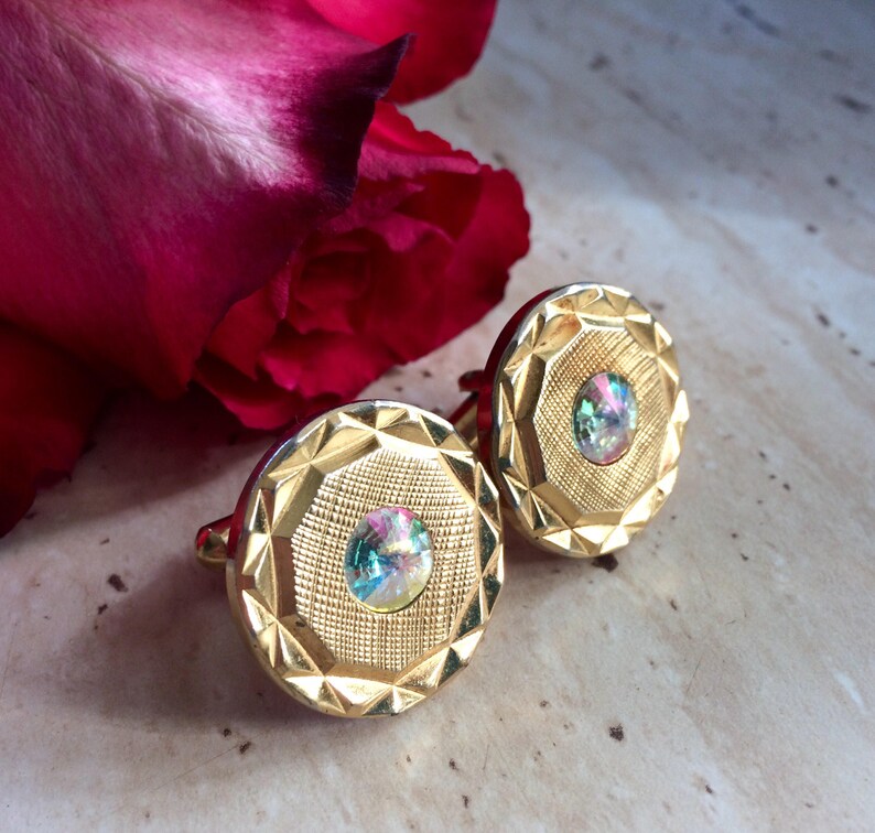 Vintage gold tone metal Cuff Links Men/'s Cuff Links square gold cufflinks Gent\u2019s fashion Birthday Men/'s Jewelry Suit accessory