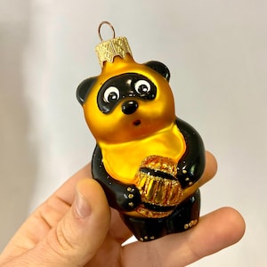 Ukrainian Christmas ornament Winnie the Pooh bear - souvenir hand-painted Ukrainian mercury glass New Year Decoration Ukraine stores