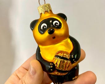 Ukrainian Christmas ornament Winnie the Pooh bear - souvenir hand-painted Ukrainian mercury glass New Year Decoration Ukraine stores