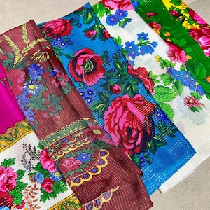Chal popular ucraniano, pañuelo floral ruso para la cabeza, chal bohemio tradicional eslavo violeta y verde, pañuelo polaco vintage kokum masani shaw