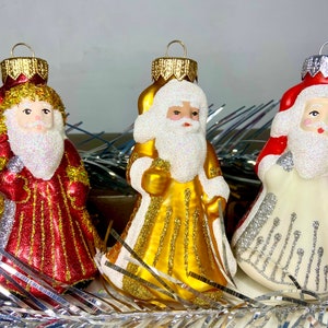 Ded Moroz glass Ukrainian Christmas ornament, russian red Santa Claus, New Year ornaments, Vintage decor Christmas decorations Ukraine