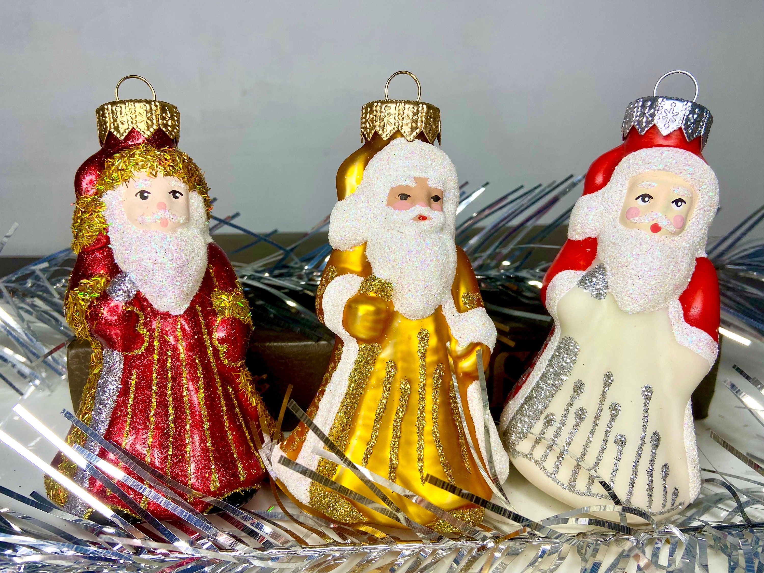 Ded Moroz glass Ukrainian Christmas ornament, russian red Santa Claus, New Year ornaments, Vintage decor Christmas decorations Ukraine