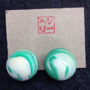 Cream Swirl Bouncy Ball Clip-on Earrings Small Balls FUN and FANCY image 5