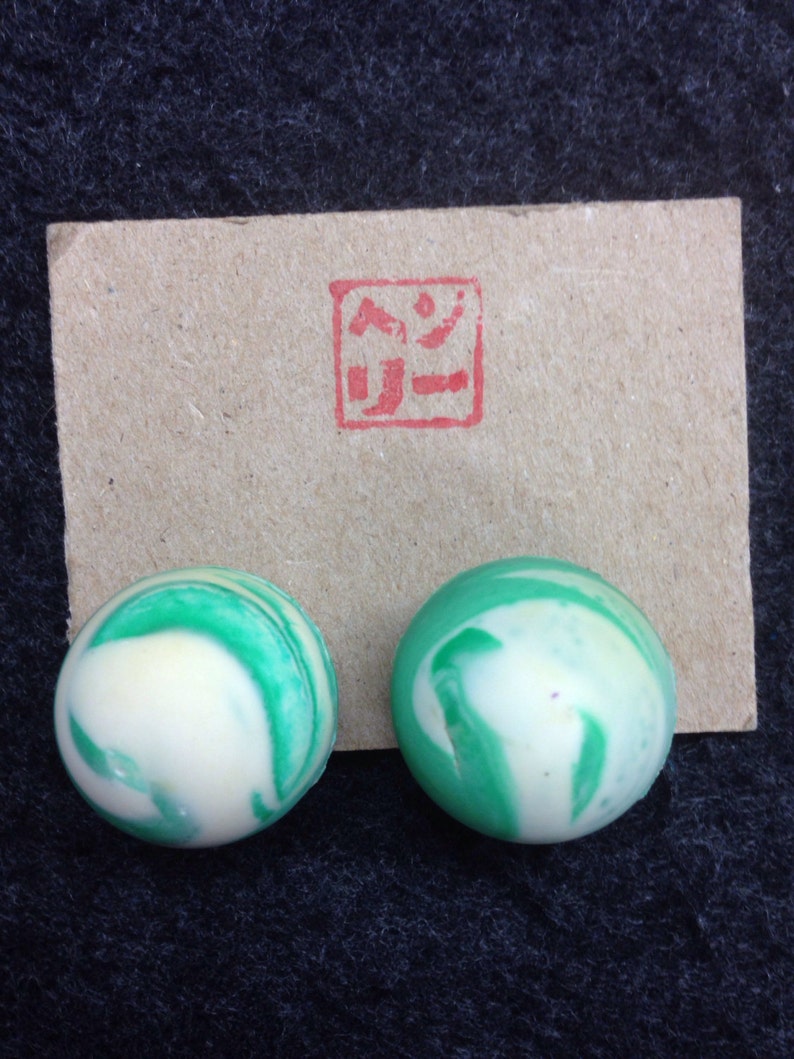 Cream Swirl Bouncy Ball Clip-on Earrings Small Balls FUN and FANCY image 5