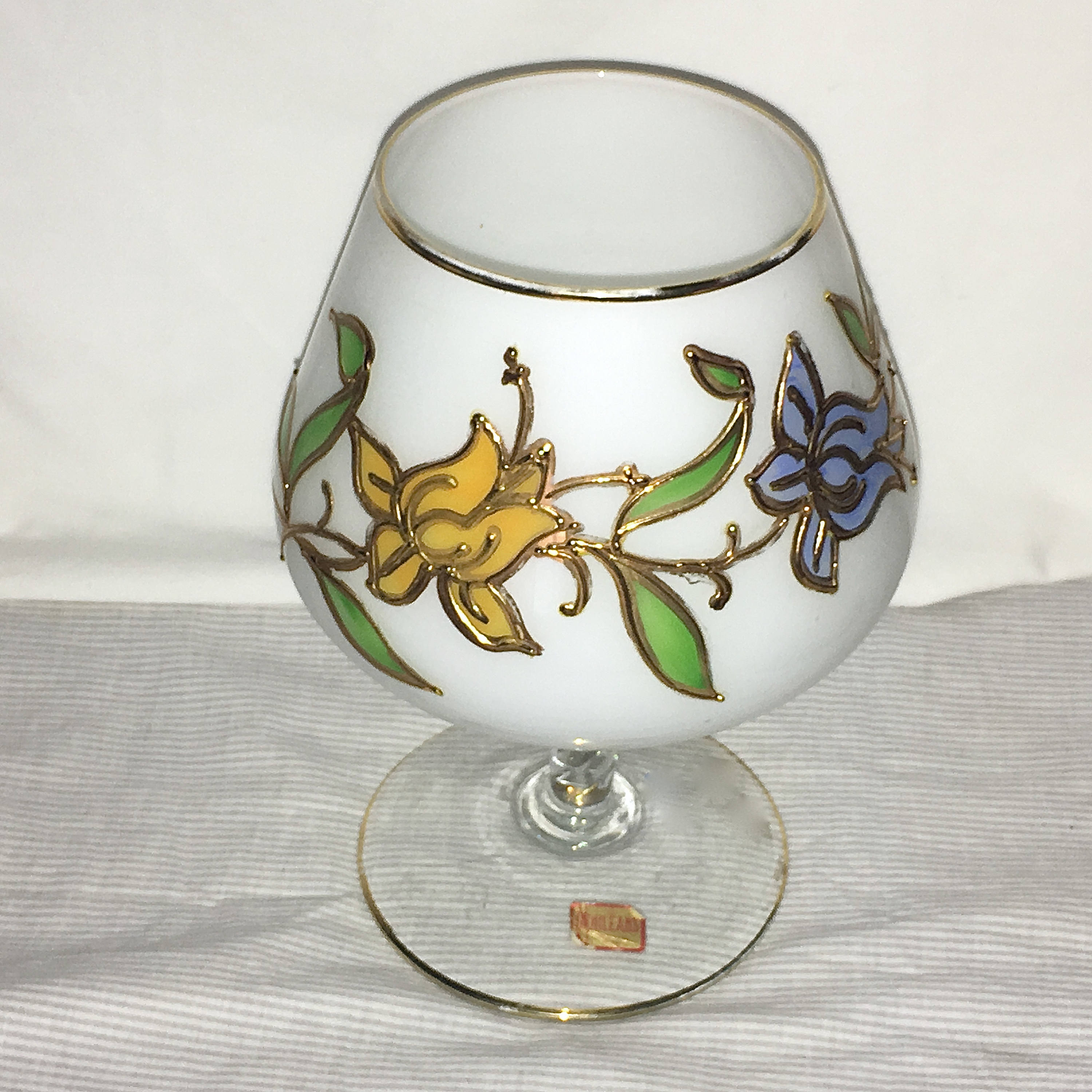Norleans Stemmed Goblet Globe Glass Vase Gold Trim Hand Etsy UK