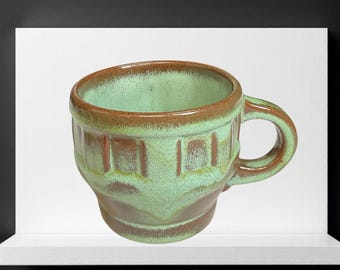 Vintage Frankoma Pottery Wagon Wheel 94C Prairie Green Cups Set of 4