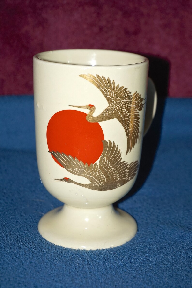 3 Antique Asian Japanese Footed Tall Coffee Mugs Cups Gold Etsy