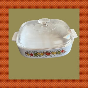 Corning Ware Le Romarin Spice of Life A-10-B Casserole Baking Dish & Pyrex Lid