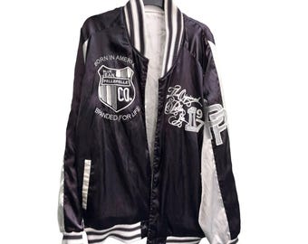 Pelle Pelle Vintage Reversilbe Satin Graphic Jacket 1978 Born in America Men 4X