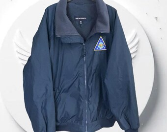 Port Authority Navy Lined Zip Coat Zip Pockets & Air Force Command Patch Men 2XL