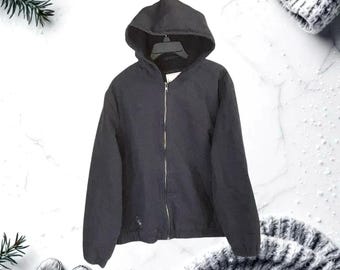 Brooklyn Cloth Workwear Mfg. Co. Vintage Black Fleece Zip Hoodie Men Small