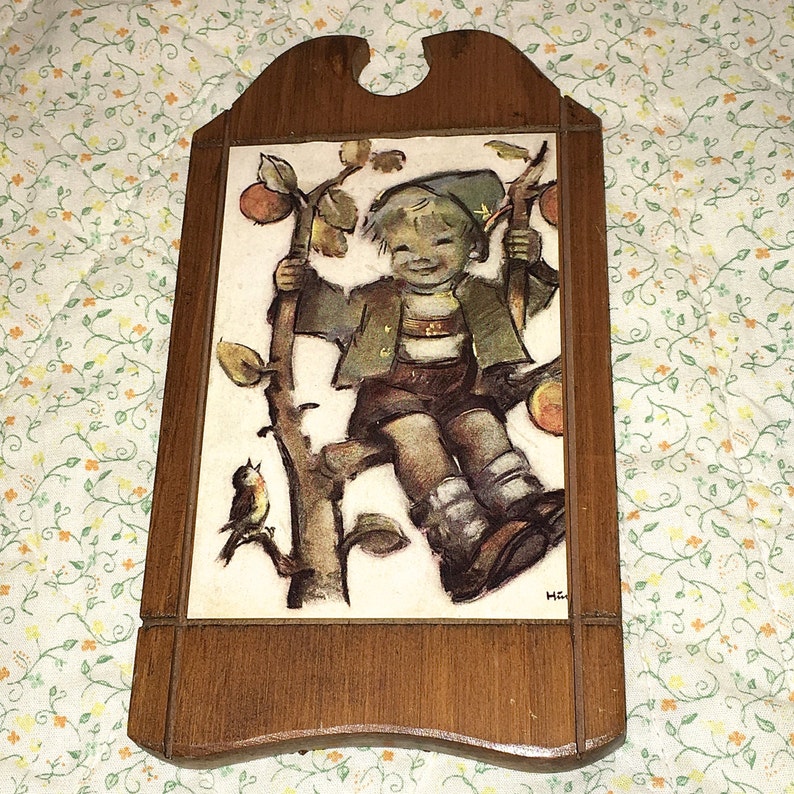 4 Wooden Plaques Hummel Decoupaged Pictures Wall Hangings Boy Etsy